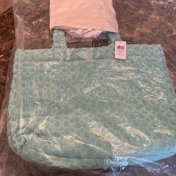 Coach Faded Blue (Turquoise) Signature Terry Tote (NWT) - Picture 2 of 13